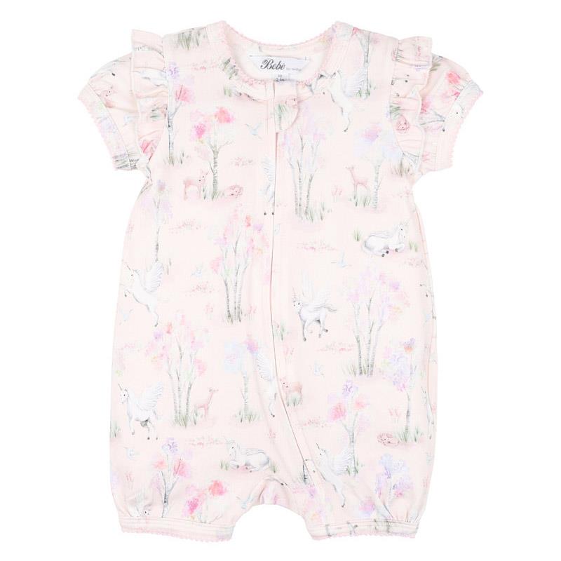 Bébé Florence Print Ss Zip Romper